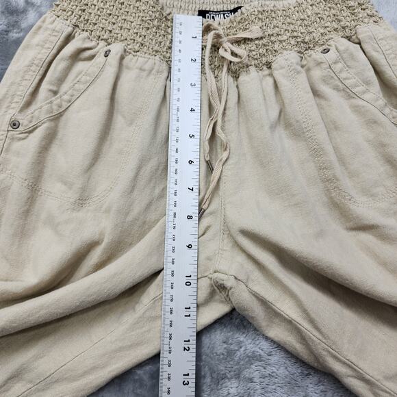Rewash Pants Womens L Tan Khaki Linen Blend Pull On Wide Leg Casual Pockets - Picture 10 of 13
